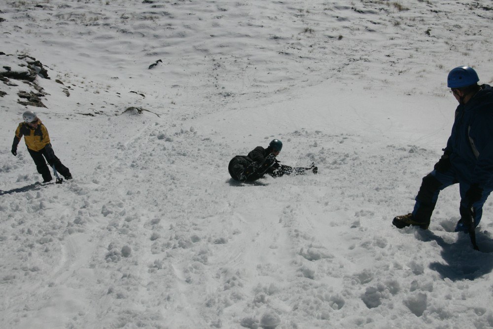 practising ice axe breaking