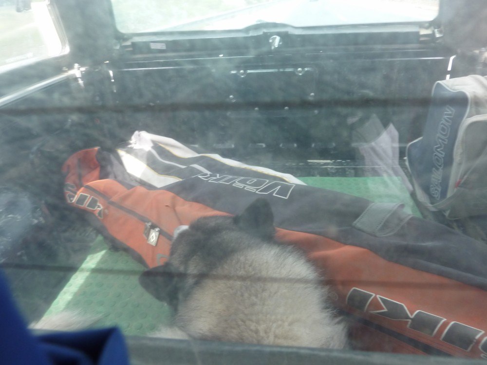 Using the skis as a pillow