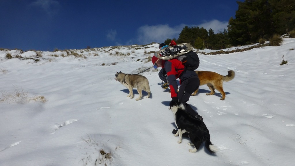 Meg getting a helping hand up a steep icy section