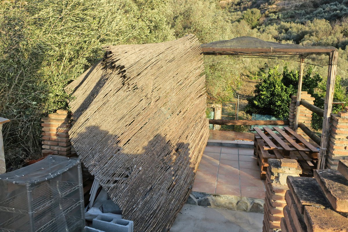 The sunshade on part of the roof terrace got blown off. It has survived many storms over the years, but not this one